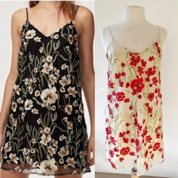 Aritzia Little Moon Cheyenne Floral Mini Dress NWT Cream Red Size Small - Picture 3 of 9
